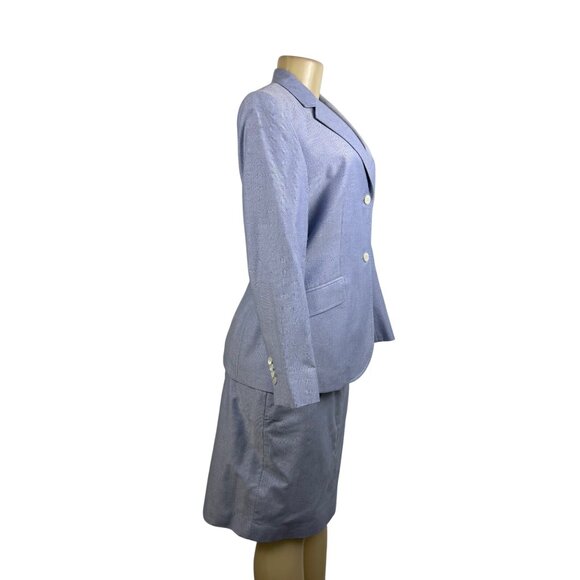 Brooks Brothers Womens Light Blue Cotton Blazer & Skirt Set Button Closures Sz 8 - Picture 2 of 16